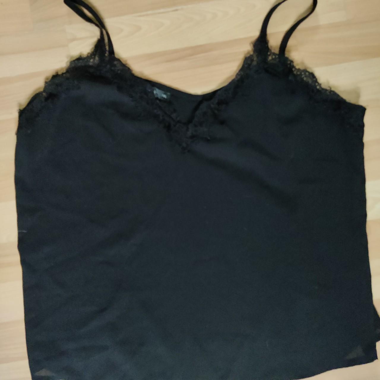 Plus sized SheIn slip cami Black with cute lace... - Depop