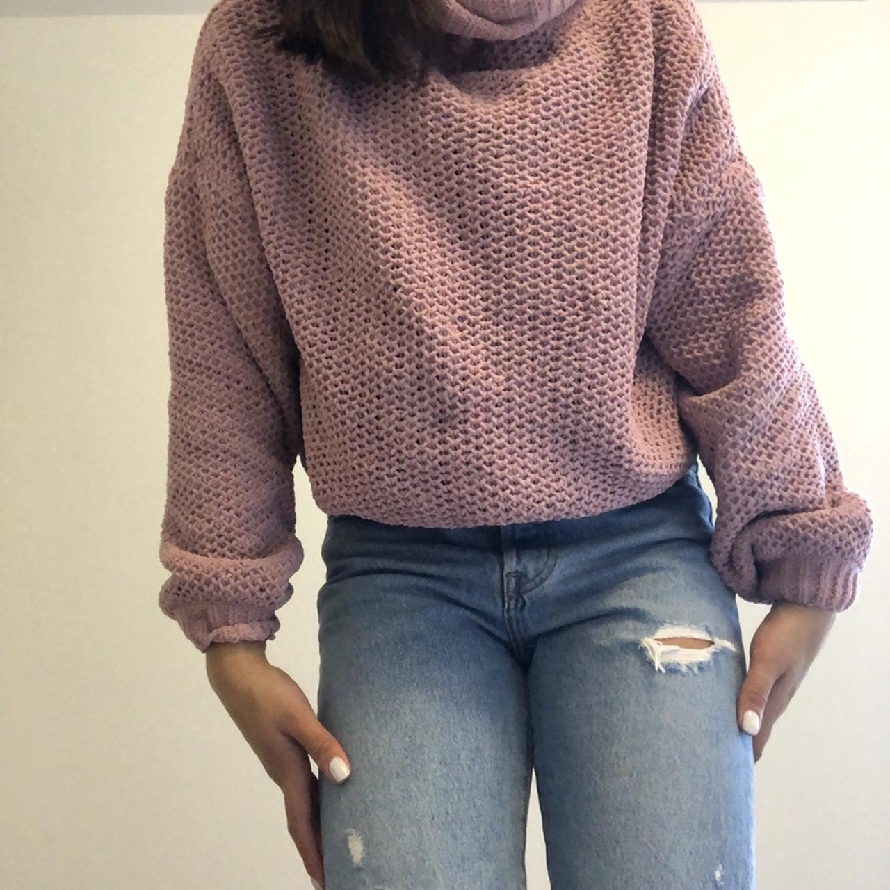 Pink pastel knit turtleneck sweater Depop