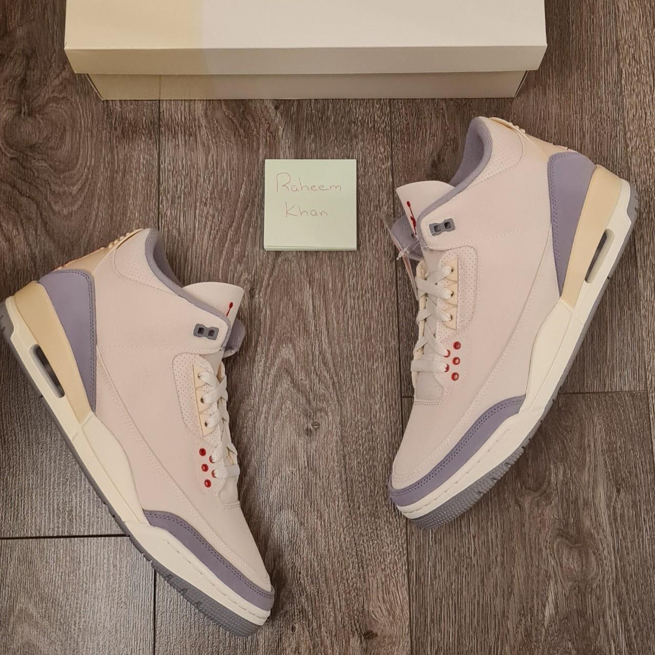 Jordan Men's Cream and Red Trainers Depop