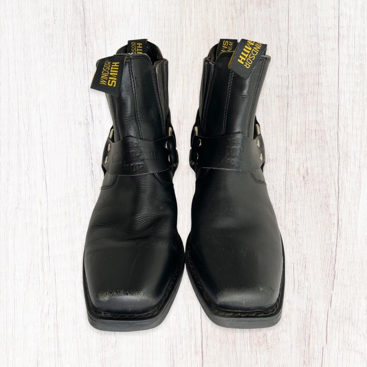 Awesome black leather Windsor Smith biker boots.... - Depop