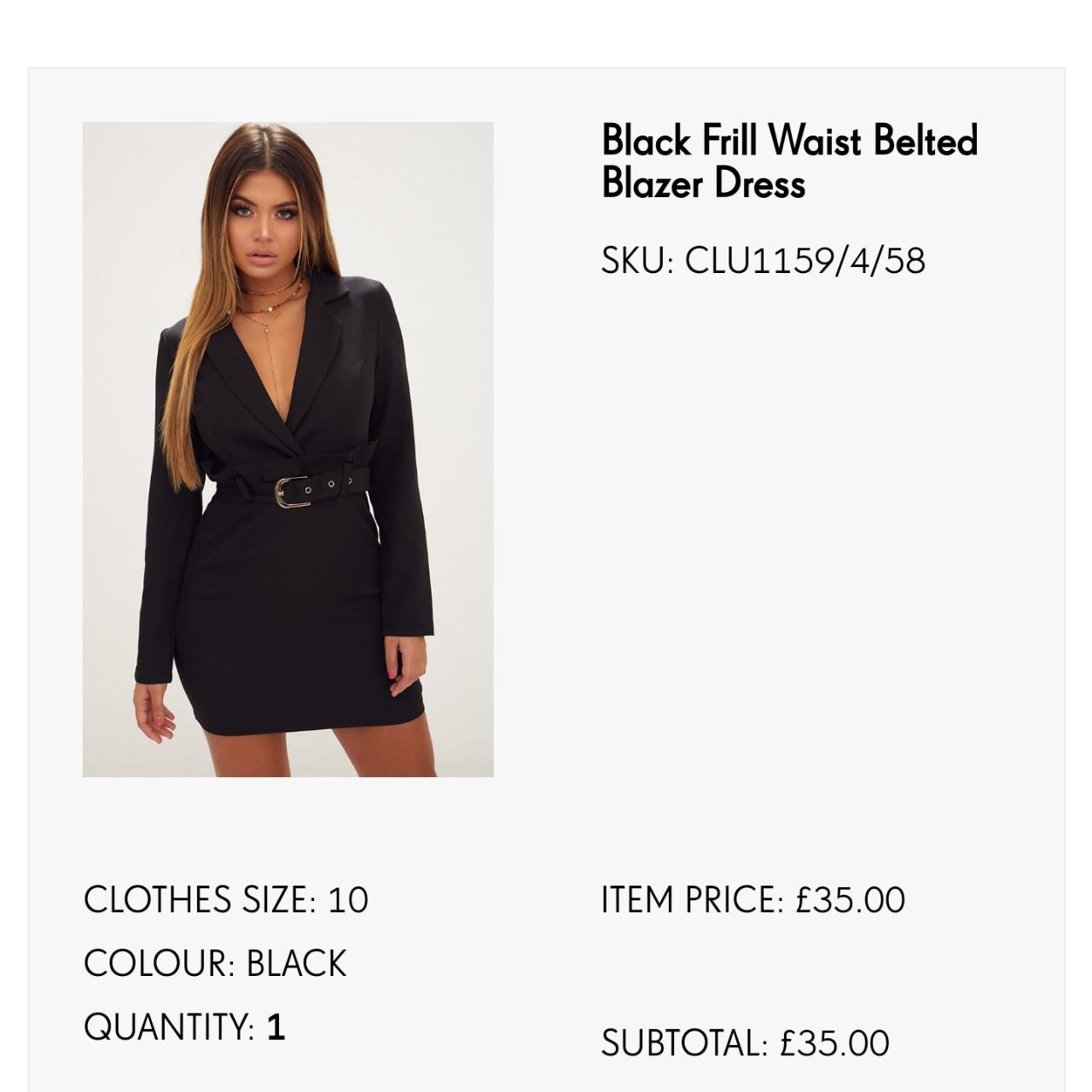 Black frill waist hot sale belted blazer dress