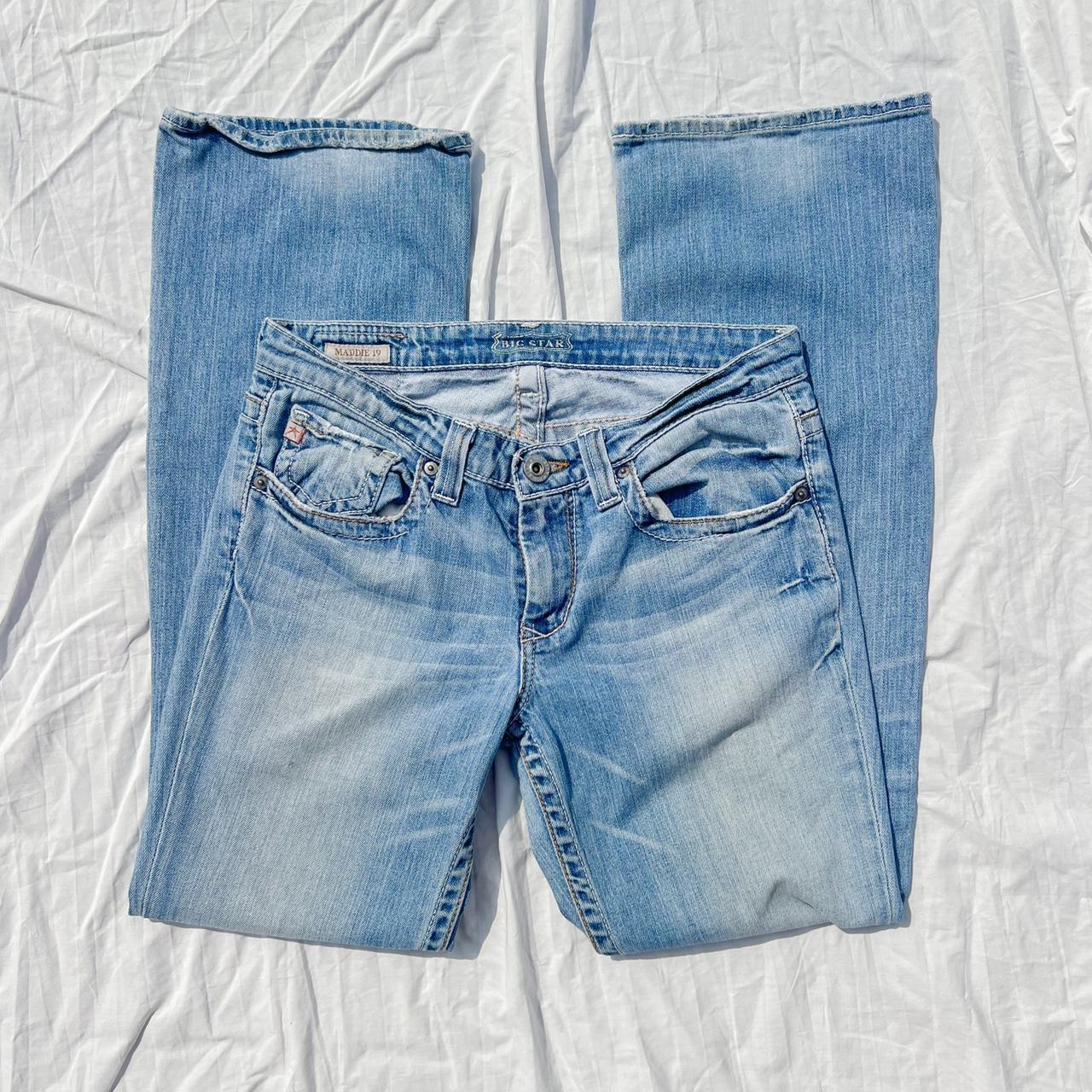 Vintage Y2k Low Rise Flare Light Wash Jeans... - Depop