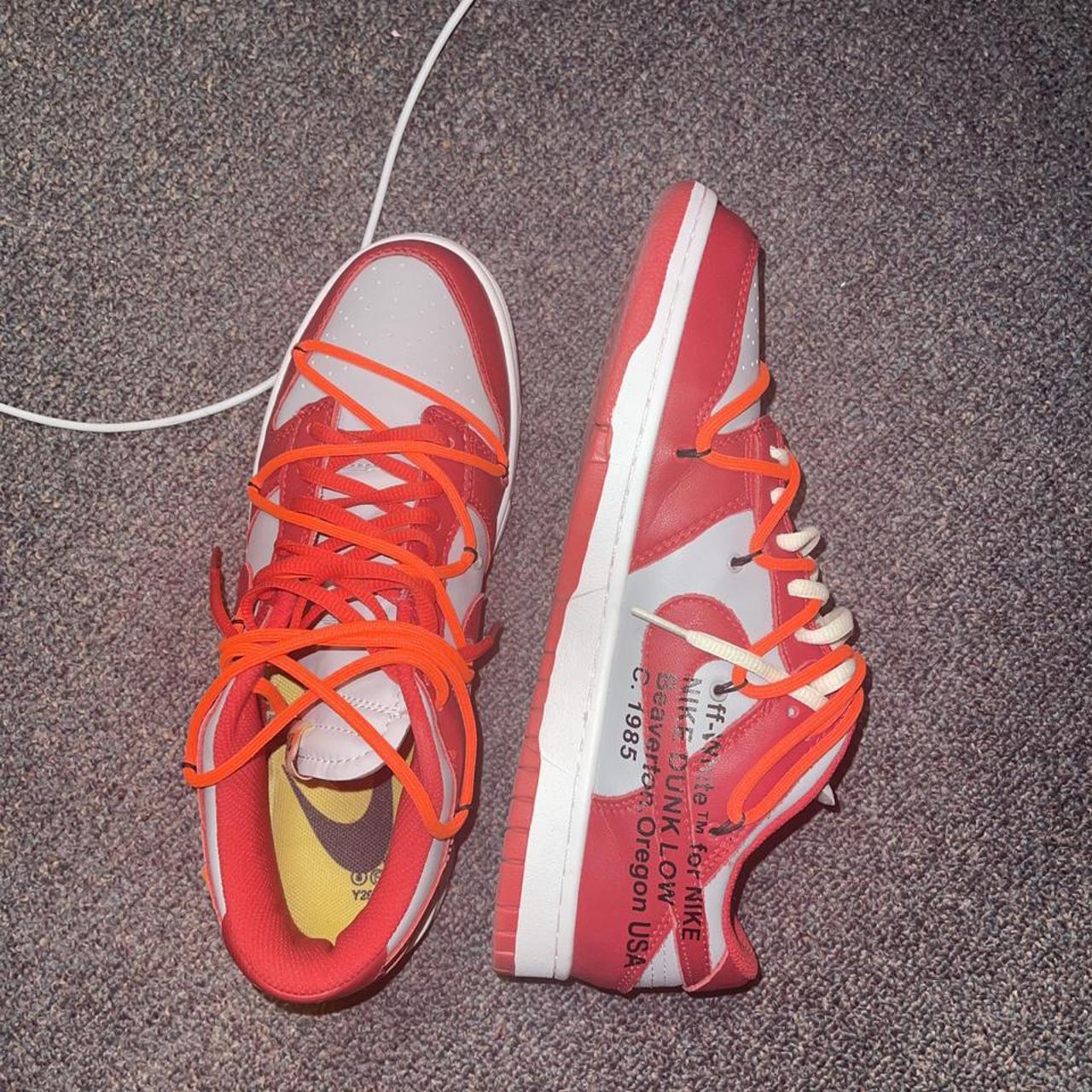 off white x dunk low university red