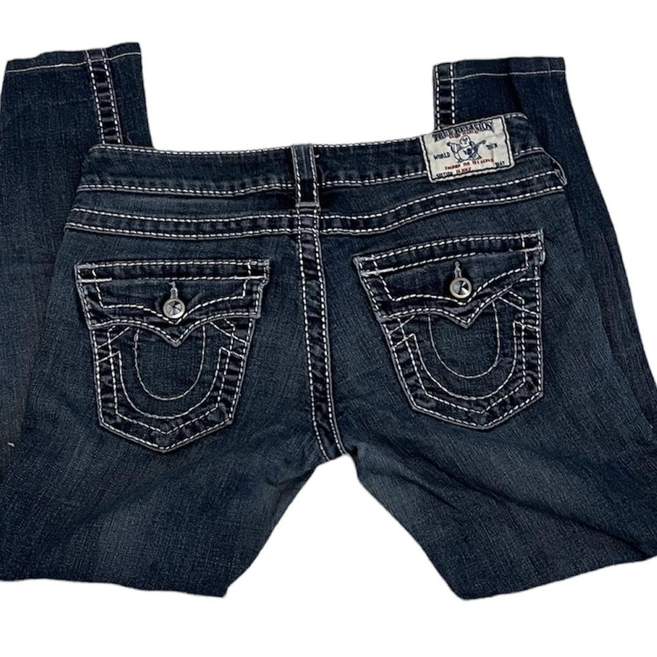 true religion jeans women low rise silvery grey... Depop