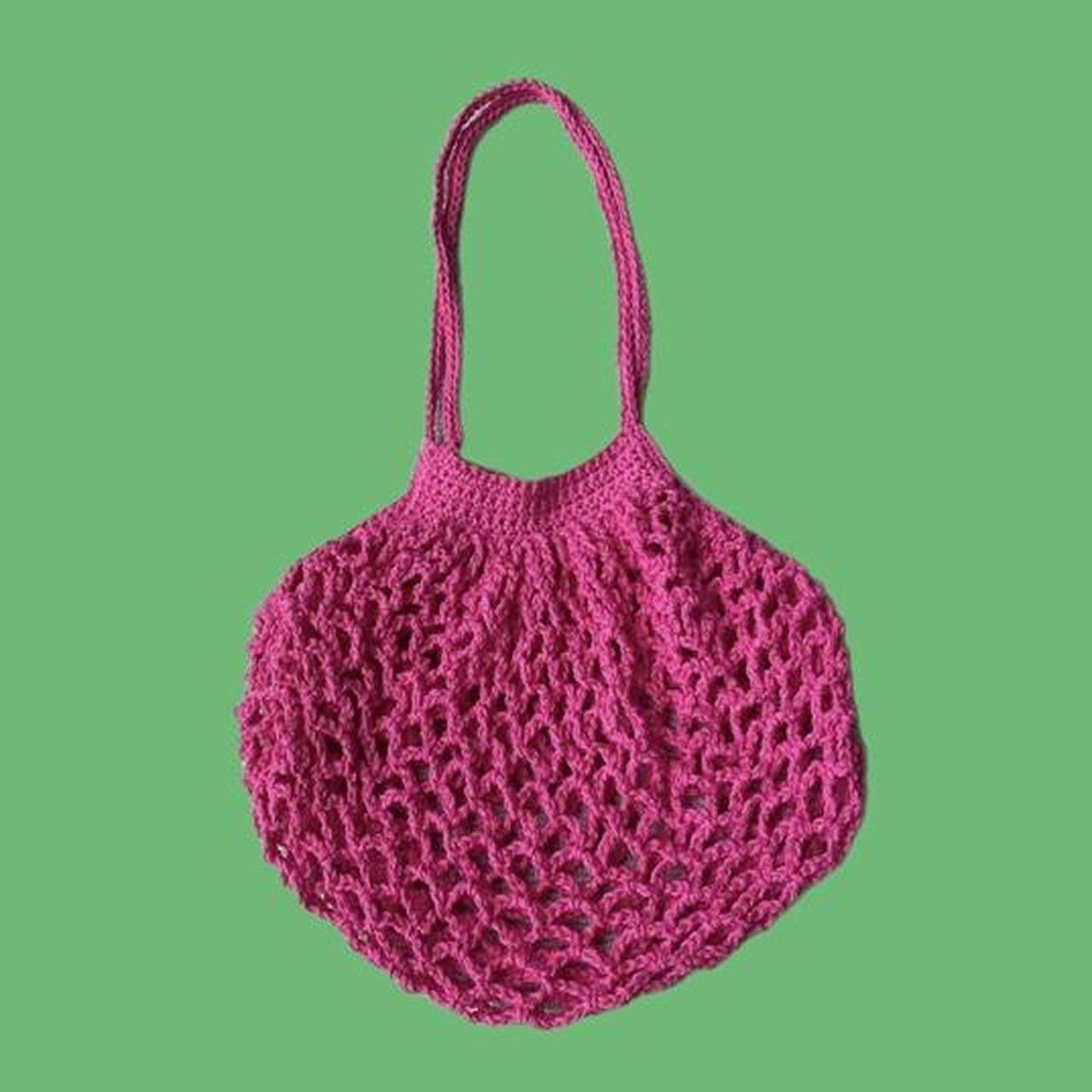 beautiful pink crochet market bag, perfect as a... - Depop