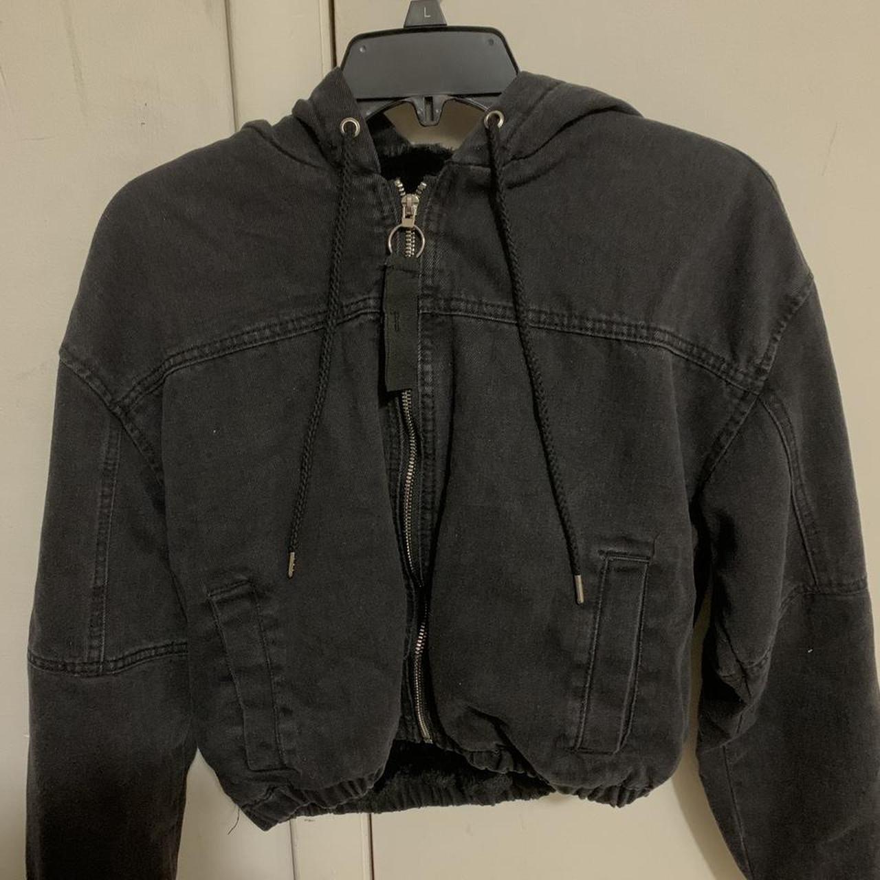 Black Fluffy Jean Jacket. Never used and cleaned.... - Depop