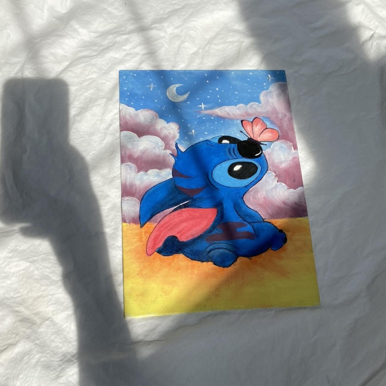 Disney Stitch painting on 2mm thick canvas 21 29 Depop