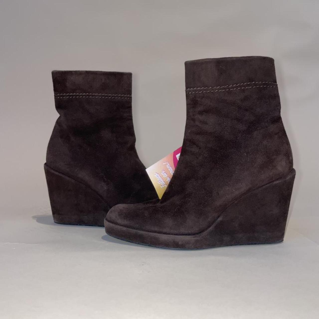 Stuart Weitzman Wedge Ankle Brown Suede boots Size... - Depop