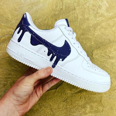 Custom Navy blue Drip AF1's