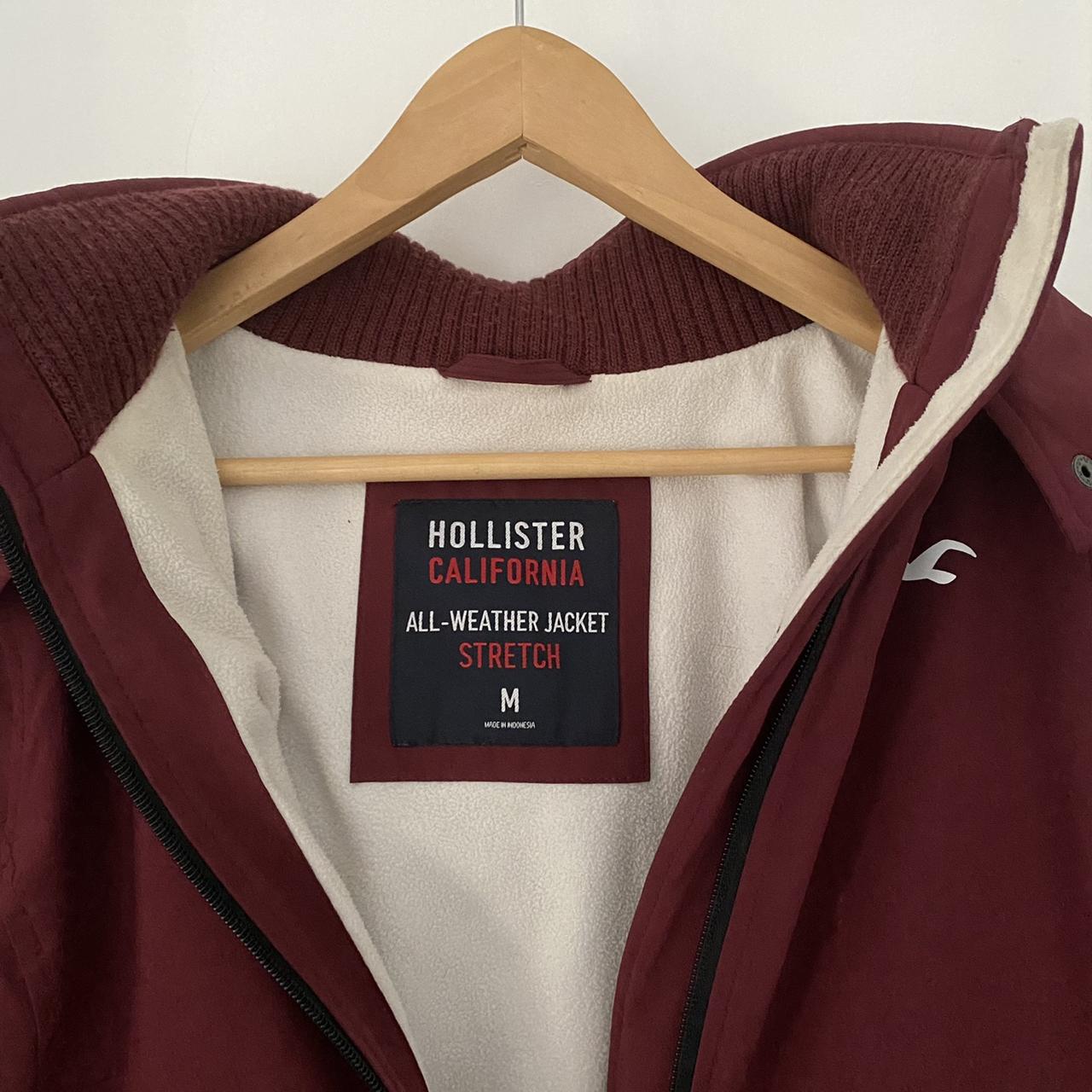 Hollister burgundy all weather jacket. Good - Depop
