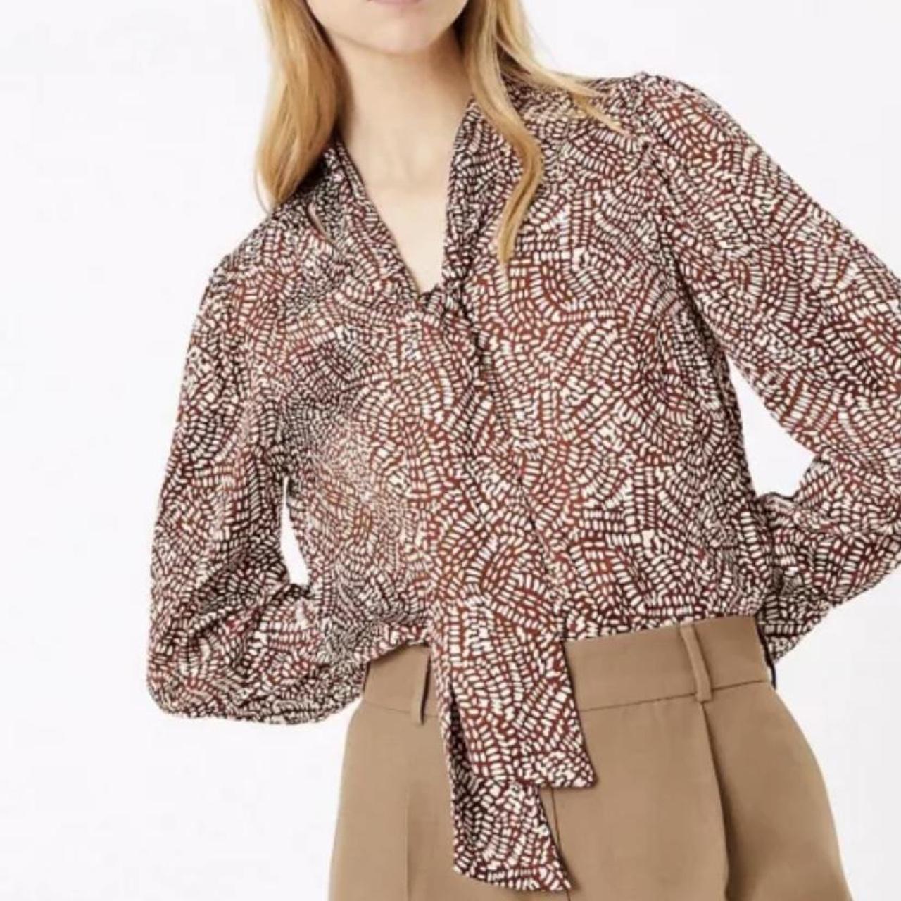 Marks & Spencer Women's Brown and White Blouse