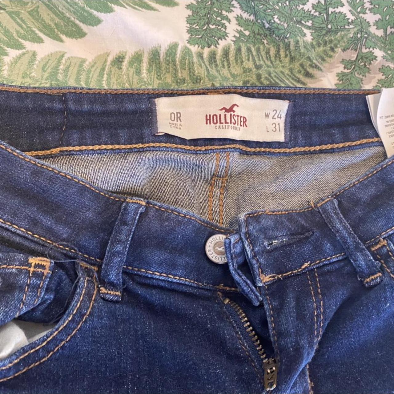 Hollister low waisted dark blue skinny jeans - Depop