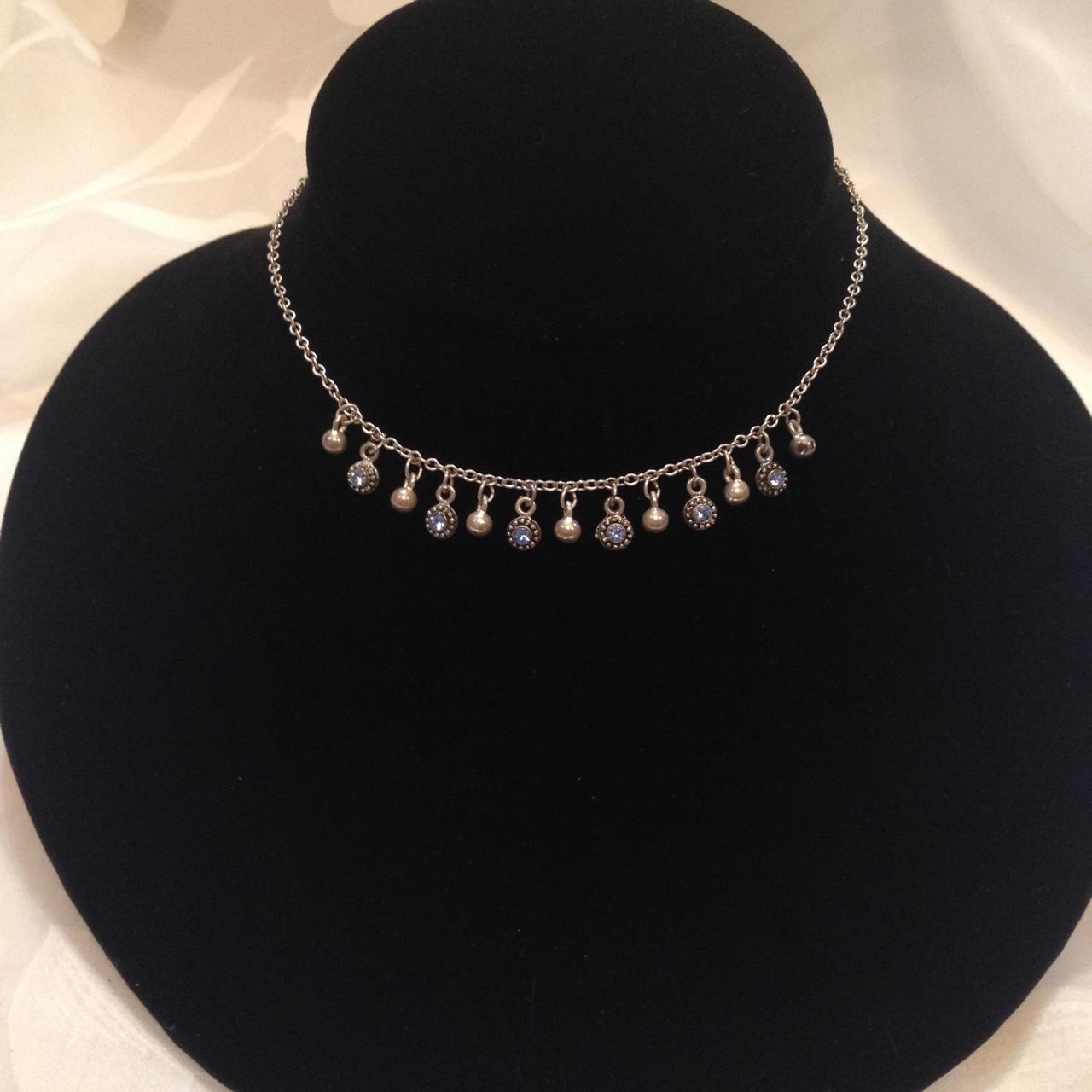 Vintage silver tone choker necklace with silver... - Depop