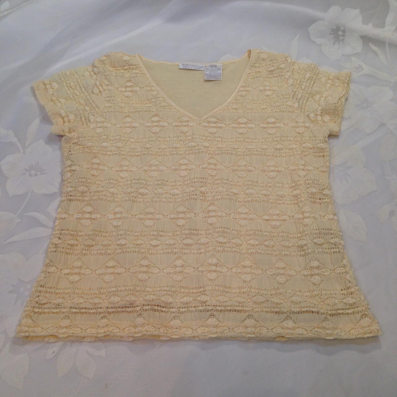 Cream Lace V-Neck Top