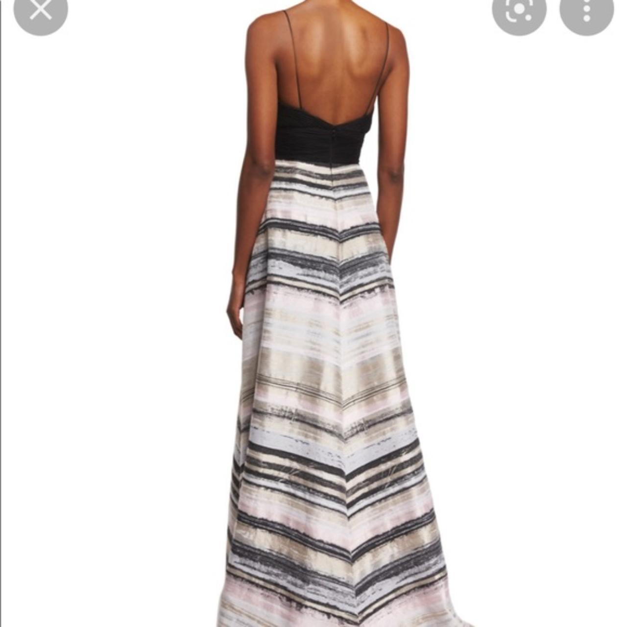 Badgley mischka neutral stripe gown hotsell