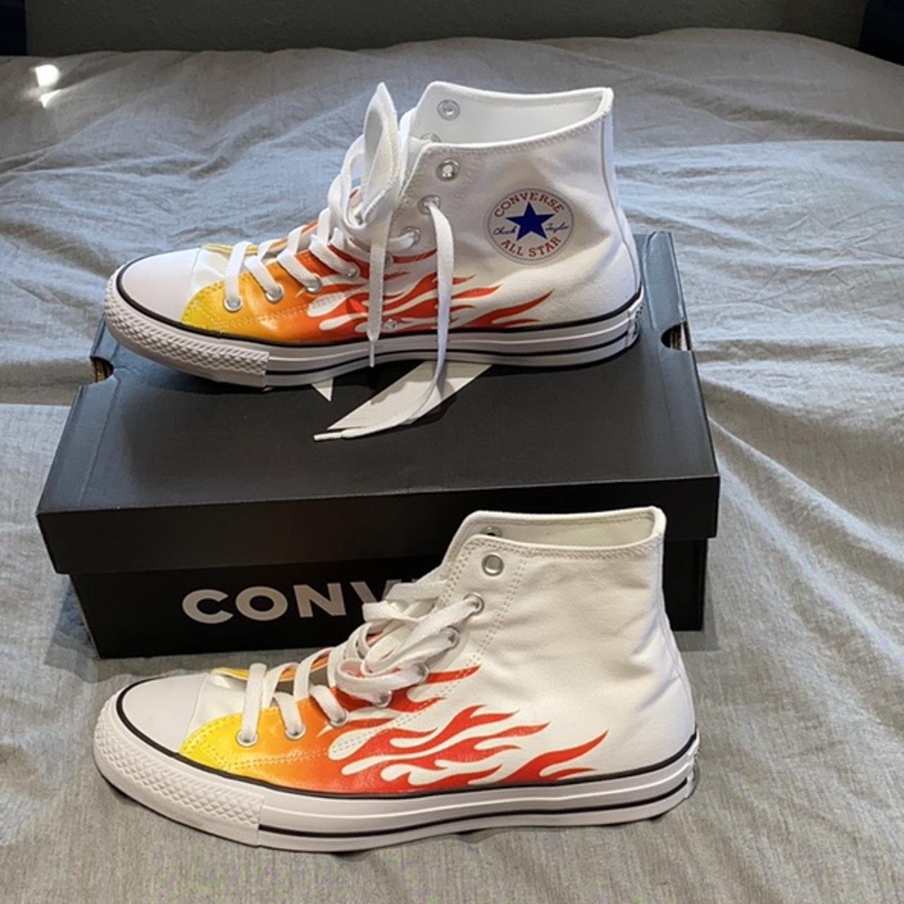 Converse hot sale flame white