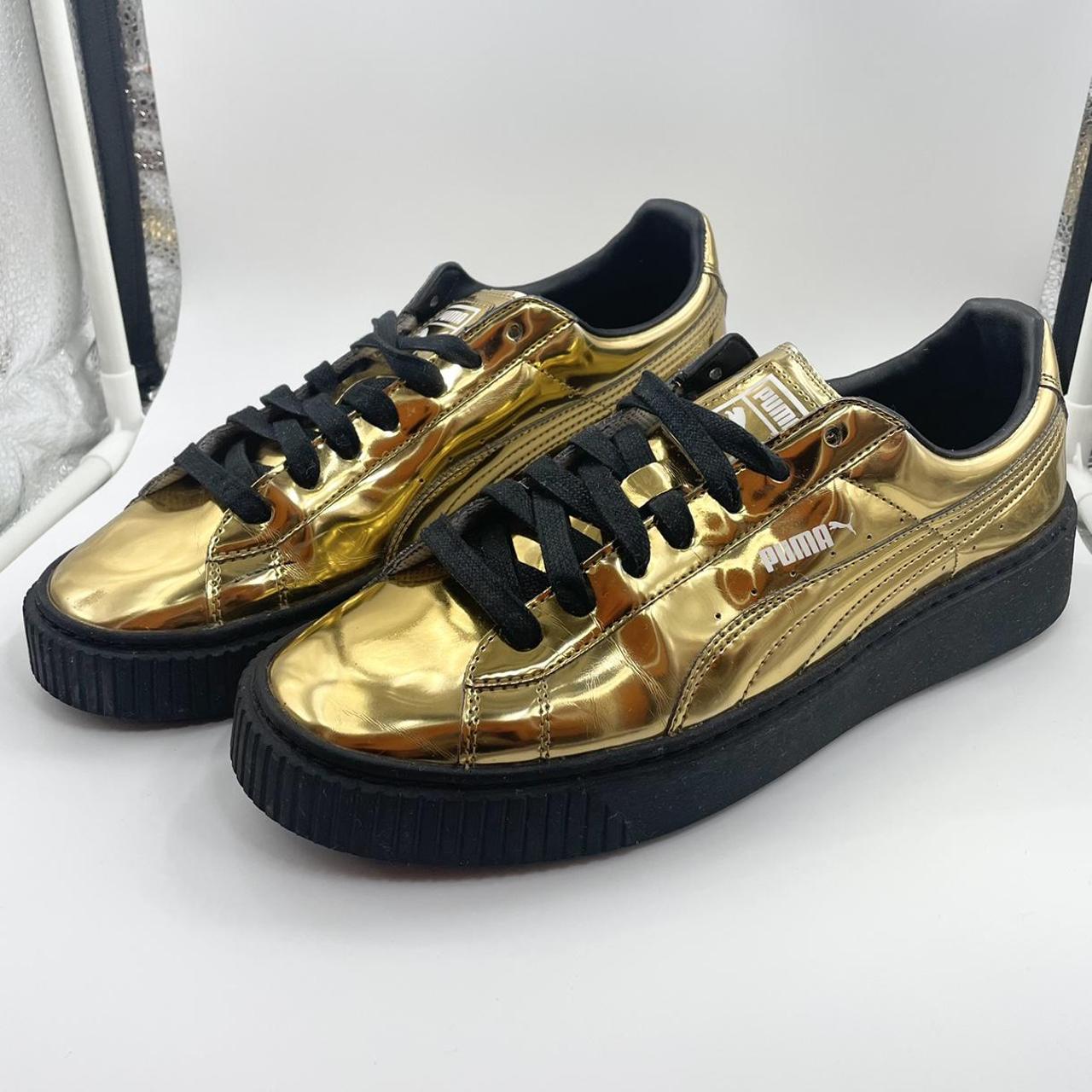 PUMA Basket Platform Metallic Gold Mirror Women s. Depop