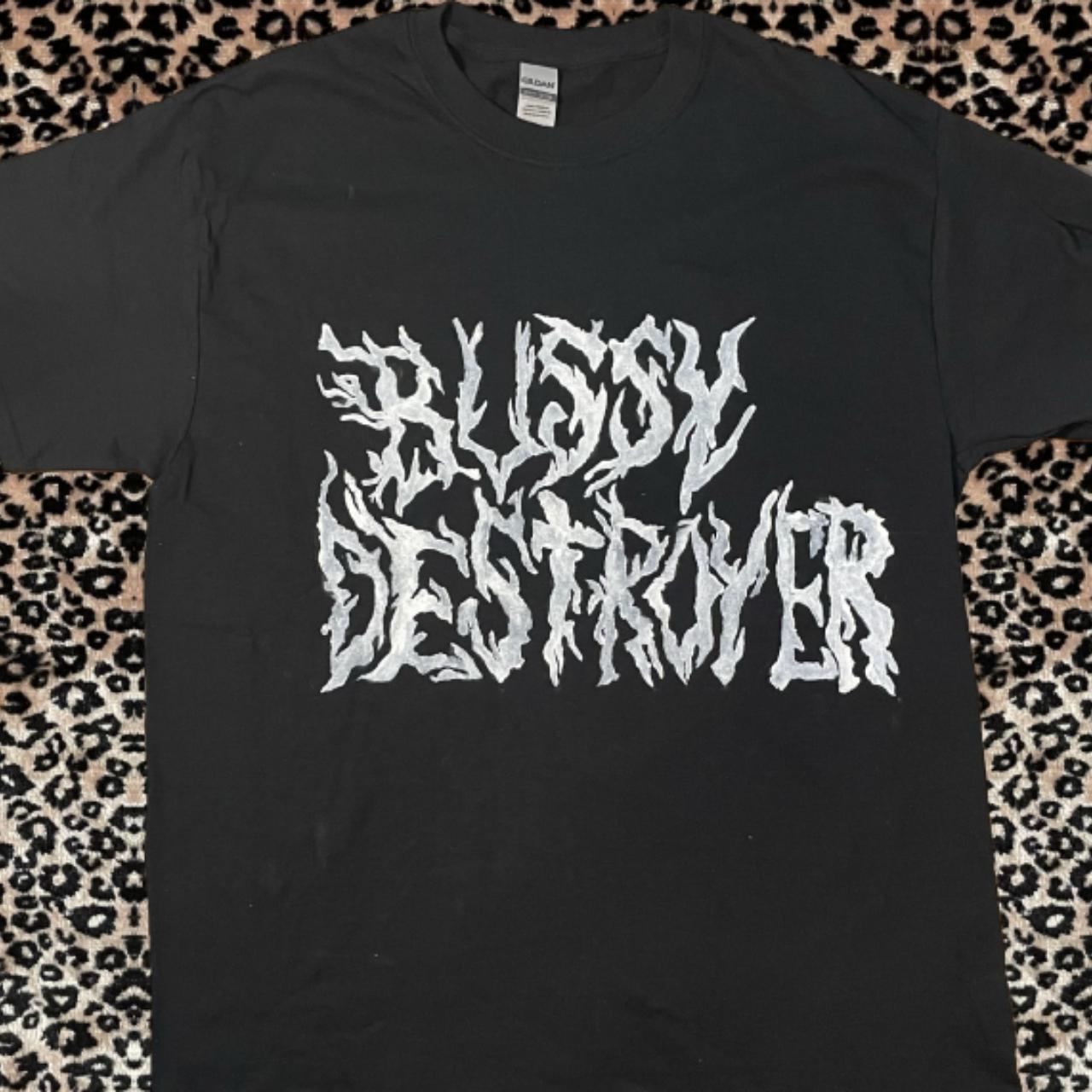 •BLACK METAL SHORTSLEEVE• “BUSSY DESTROYER” ••SIZE... - Depop