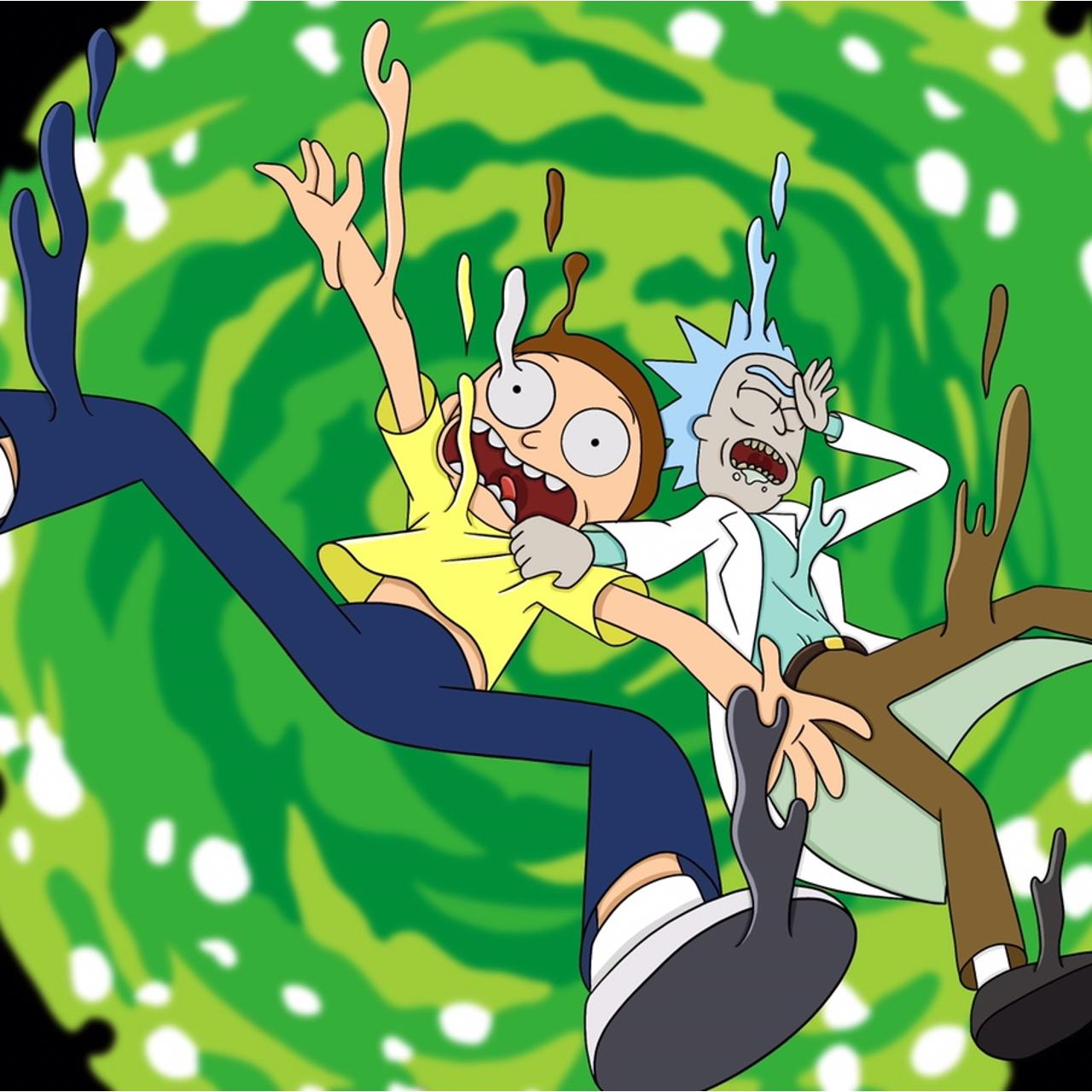 This digital drawing is Rick and Morty falling