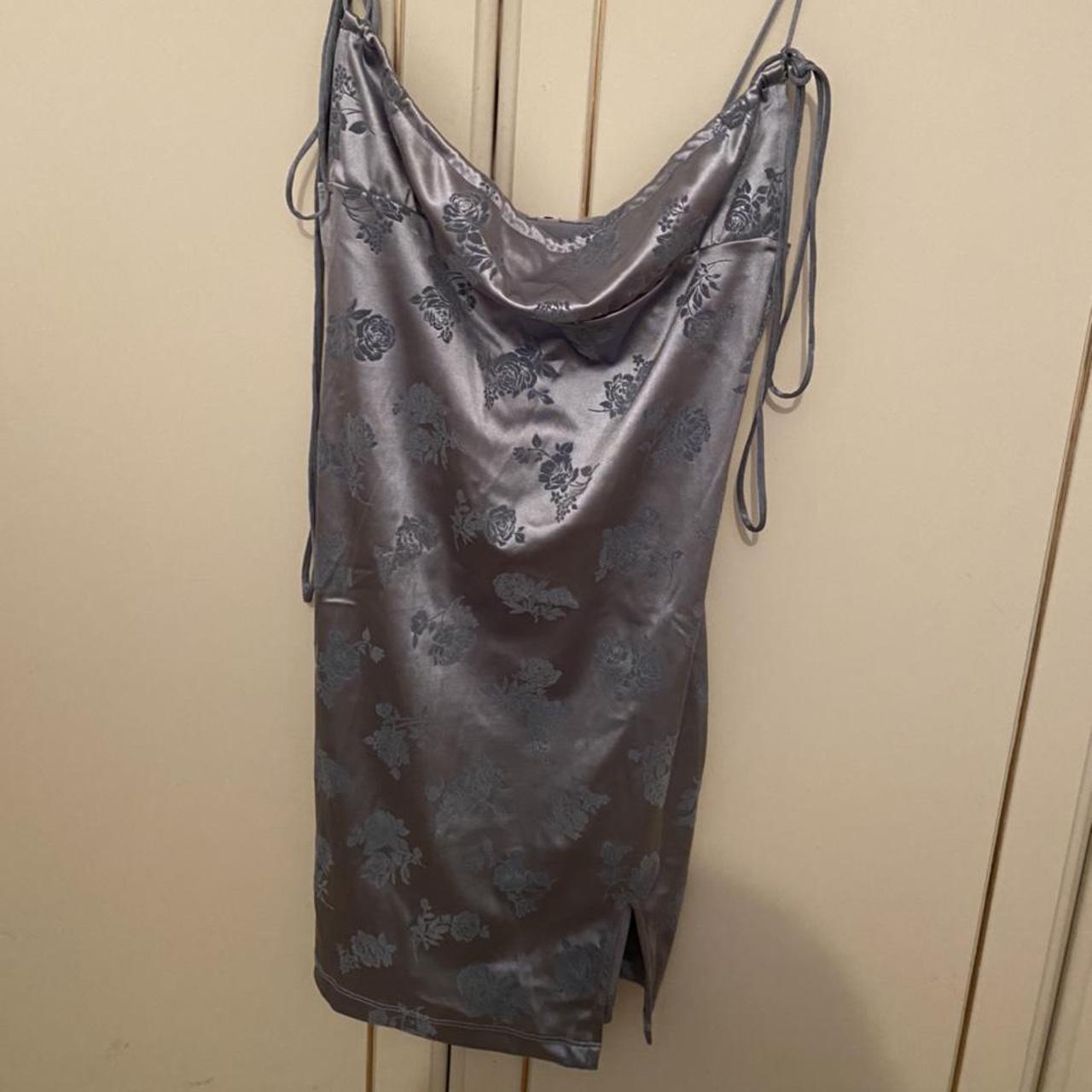 ️ ️ Motel Rocks Size Medium Satin Grey Blue Floral... Depop