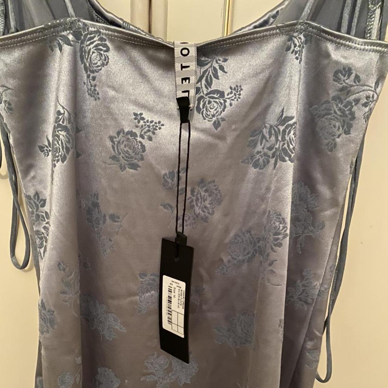 ️ ️ Motel Rocks Size Medium Satin Grey Blue Floral... Depop