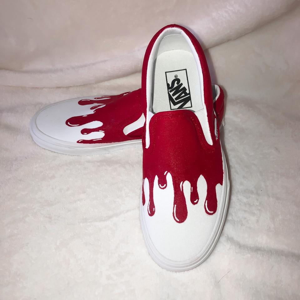 Custom made vans by hand Supreme logo airbrushed . - Depop