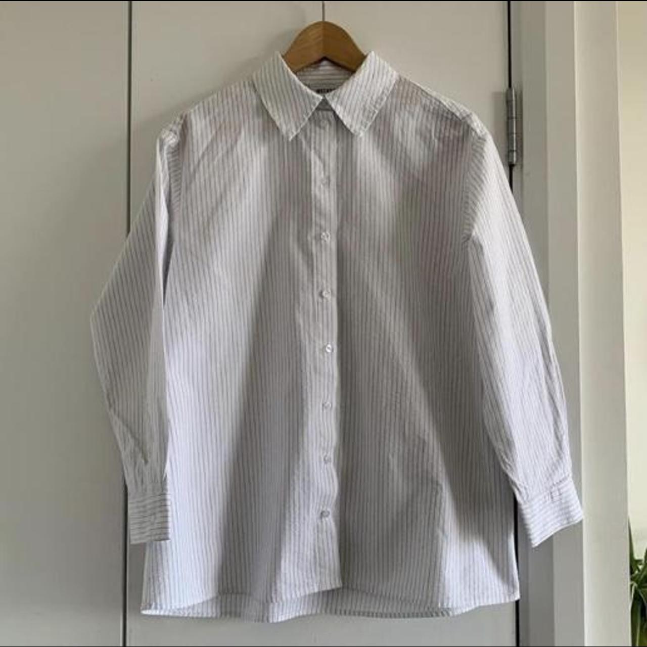 Weekday poplin shirt. White and black striped.... - Depop