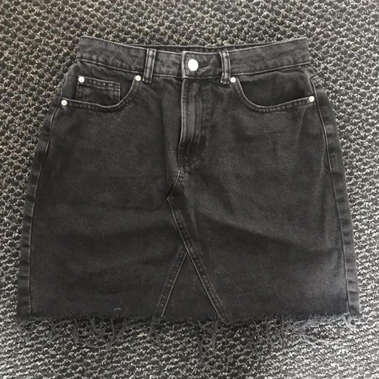 Black charcoal denim mini skirt, perfect condition 🖤 - Depop