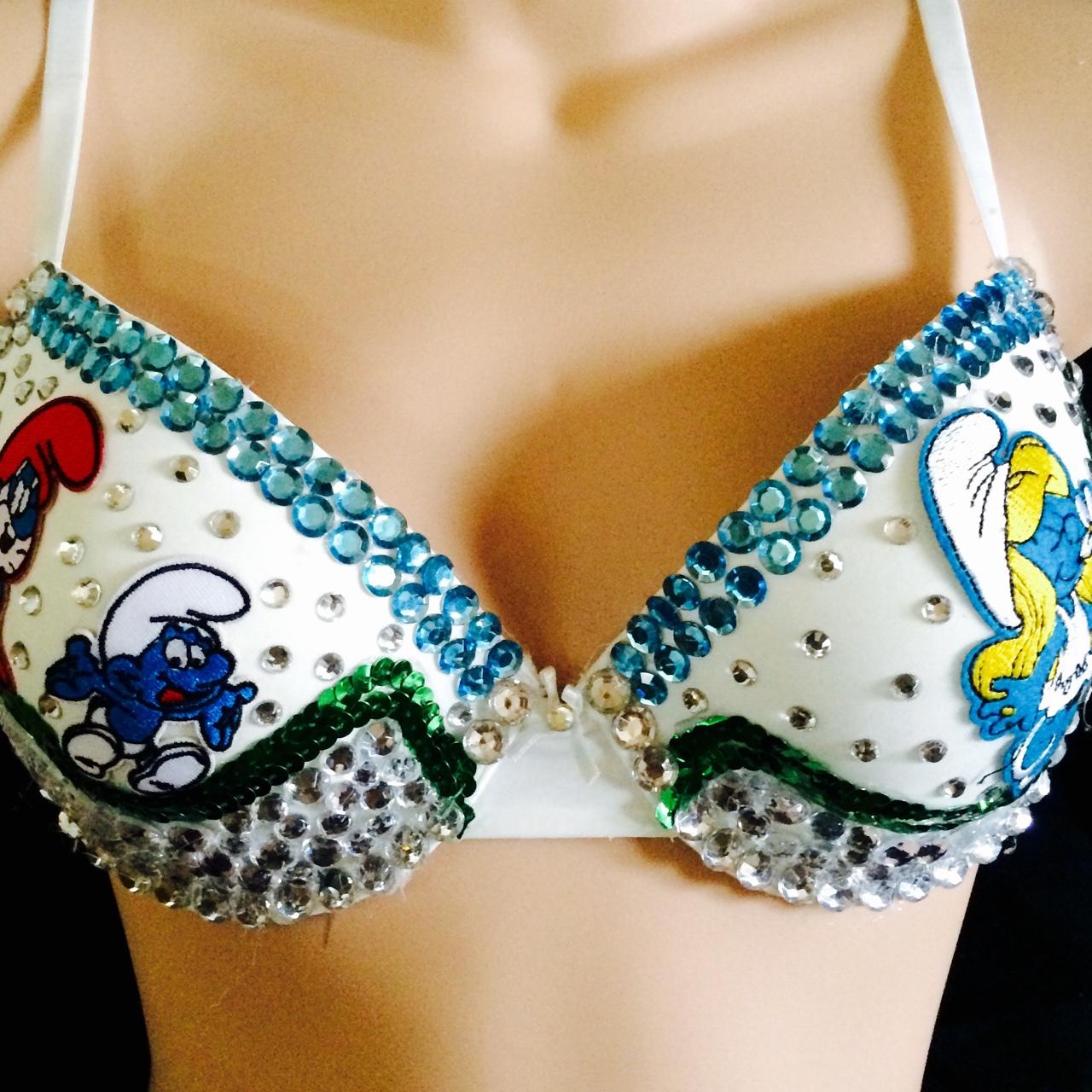 Fun Smurf themed bra. Unique design. Padded - Depop