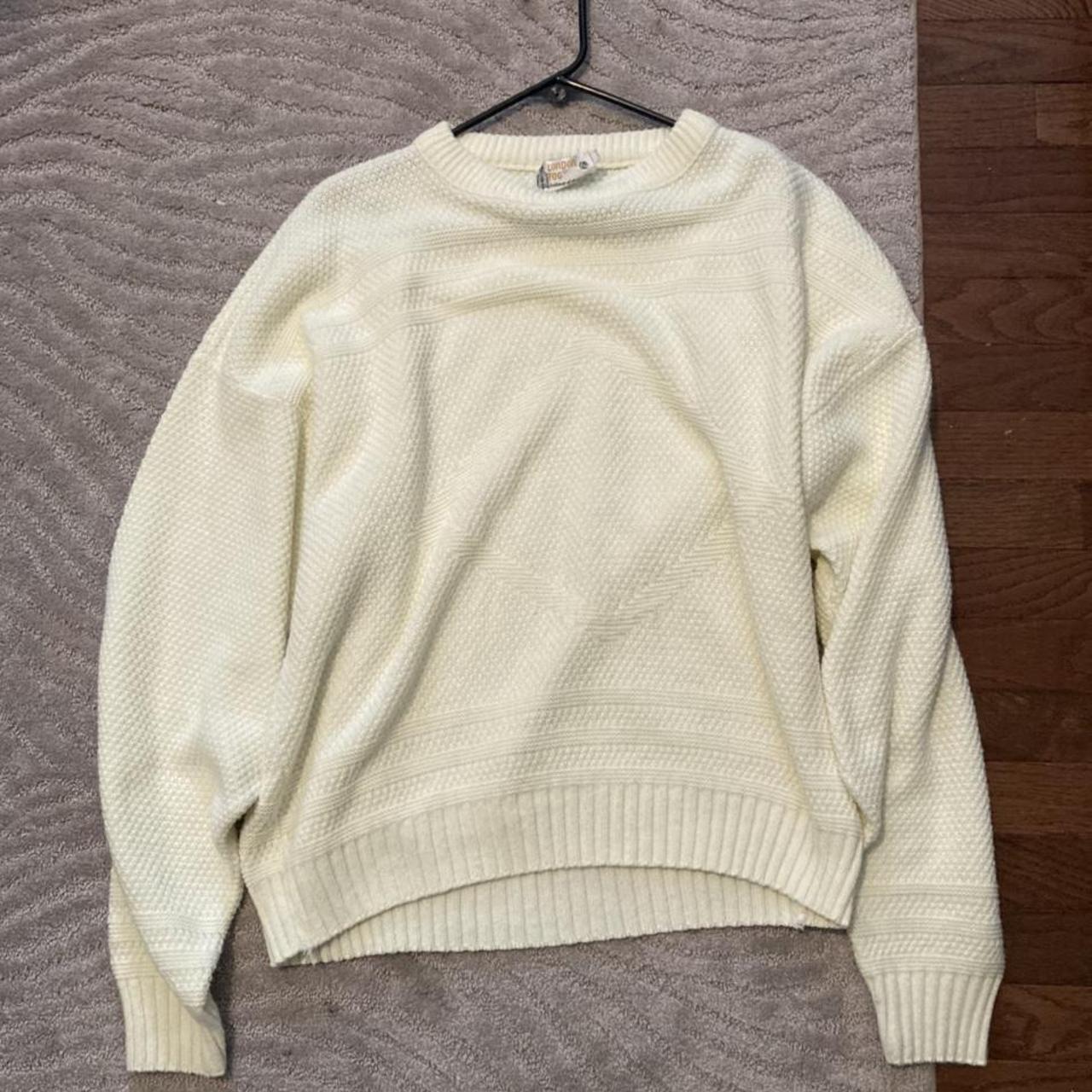 London Fog Men's Cream and White Jumper