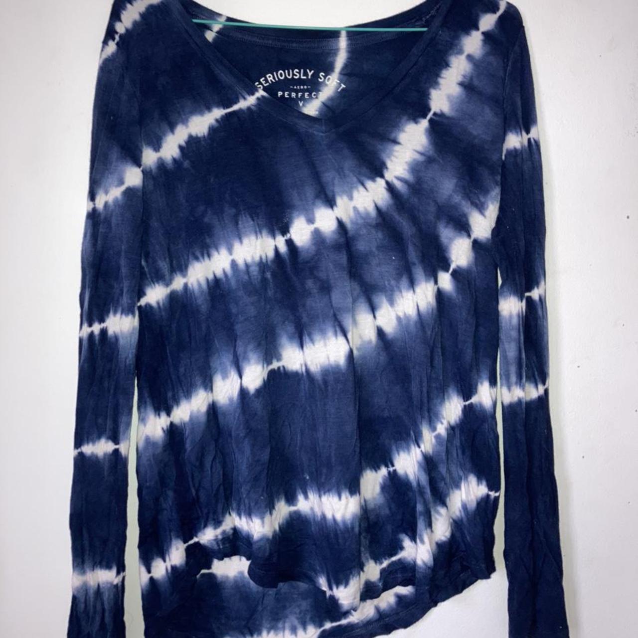 Aeropostale v neck stretchy soft long sleeve tie dye... - Depop