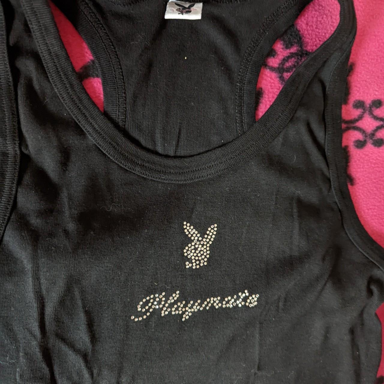 Playboy playmate tank top black with bling words and... Depop