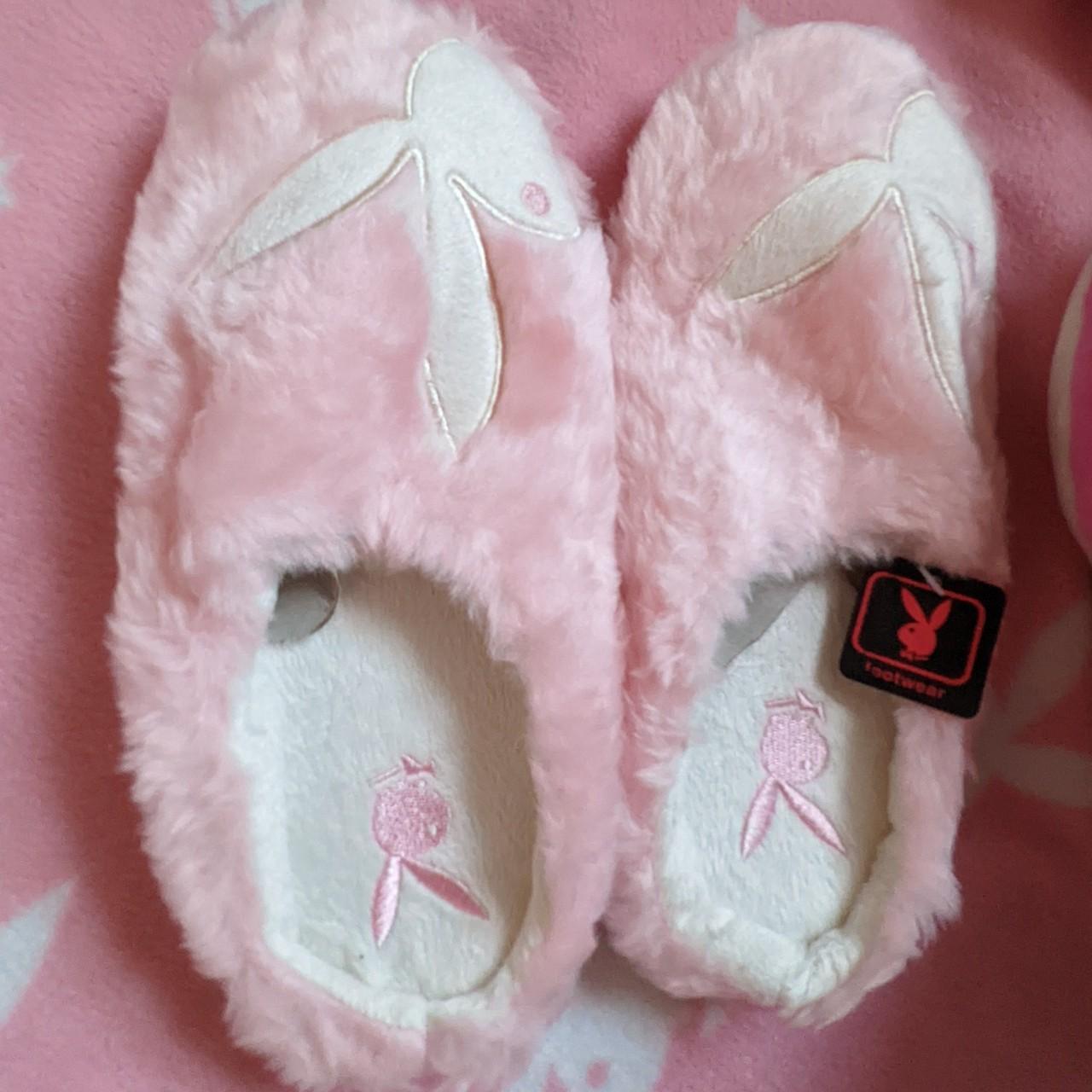 Playboy pink slippers small havent been worn testing... - Depop