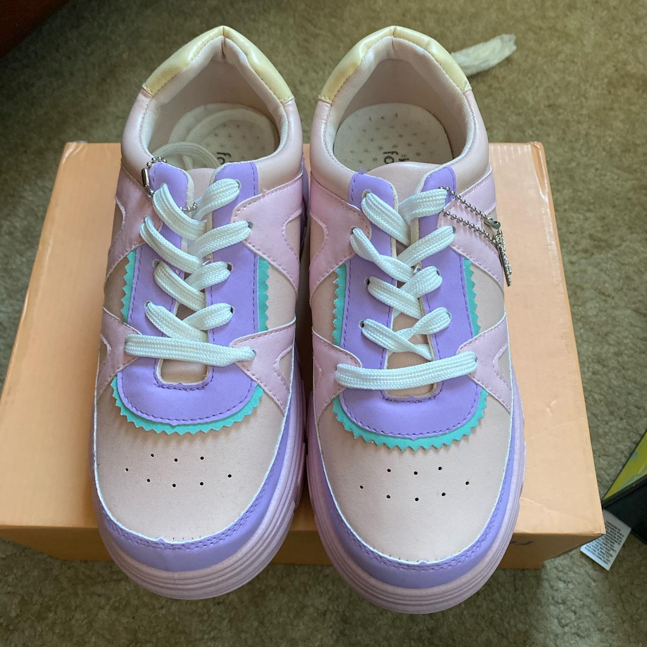 Koi Footwear Aiya Platform Sneakers in Pink/Multi... Depop