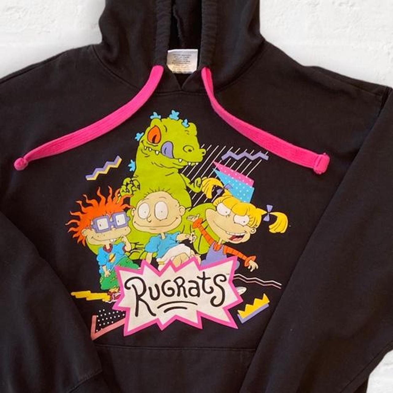 Rugrats hoodie in black with reptar and Anjelica.... - Depop