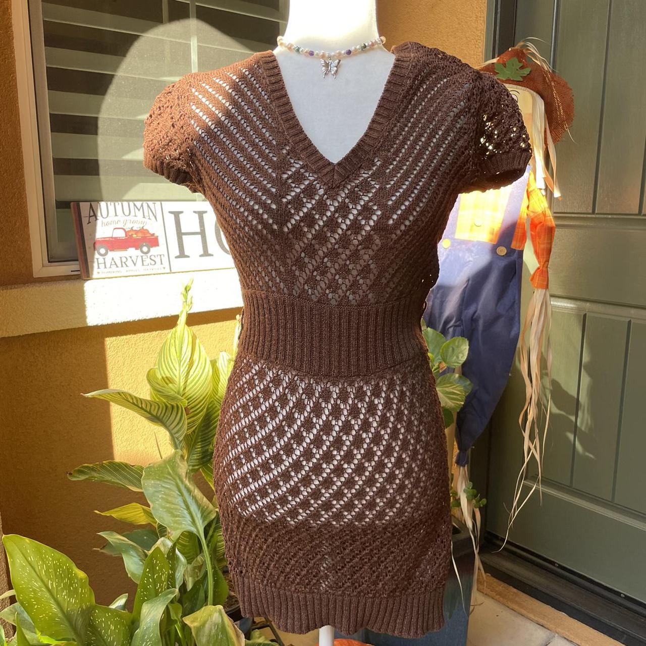 Gorgeous vintage 80s 90s chocolate brown crochet... - Depop