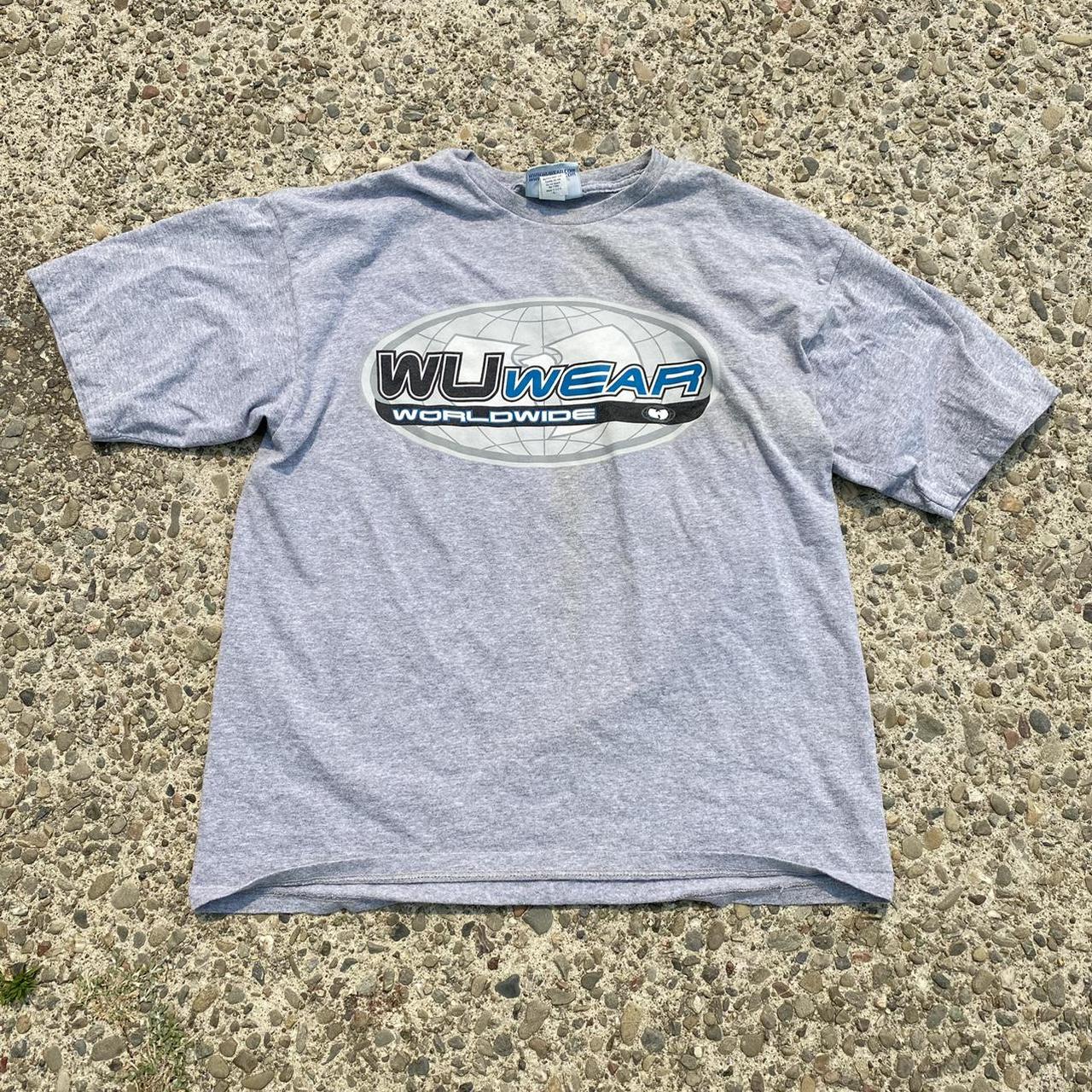 Wu Wear Men's Grey and Blue T-shirt | Depop