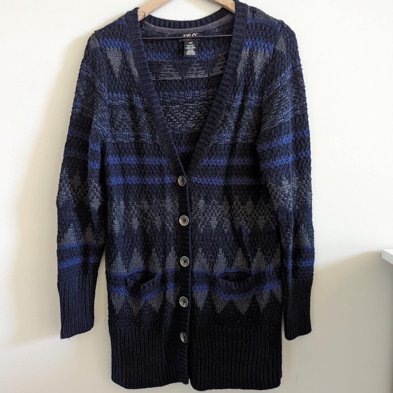 Women's Black and Navy Cardigan | Depop