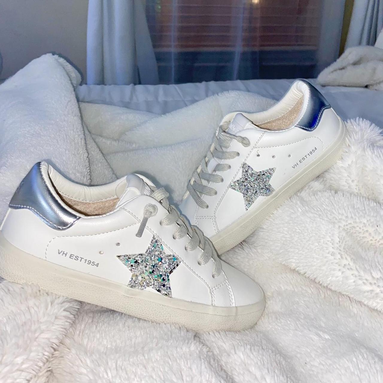 Vintage Havana Women's White and Silver Trainers | Depop