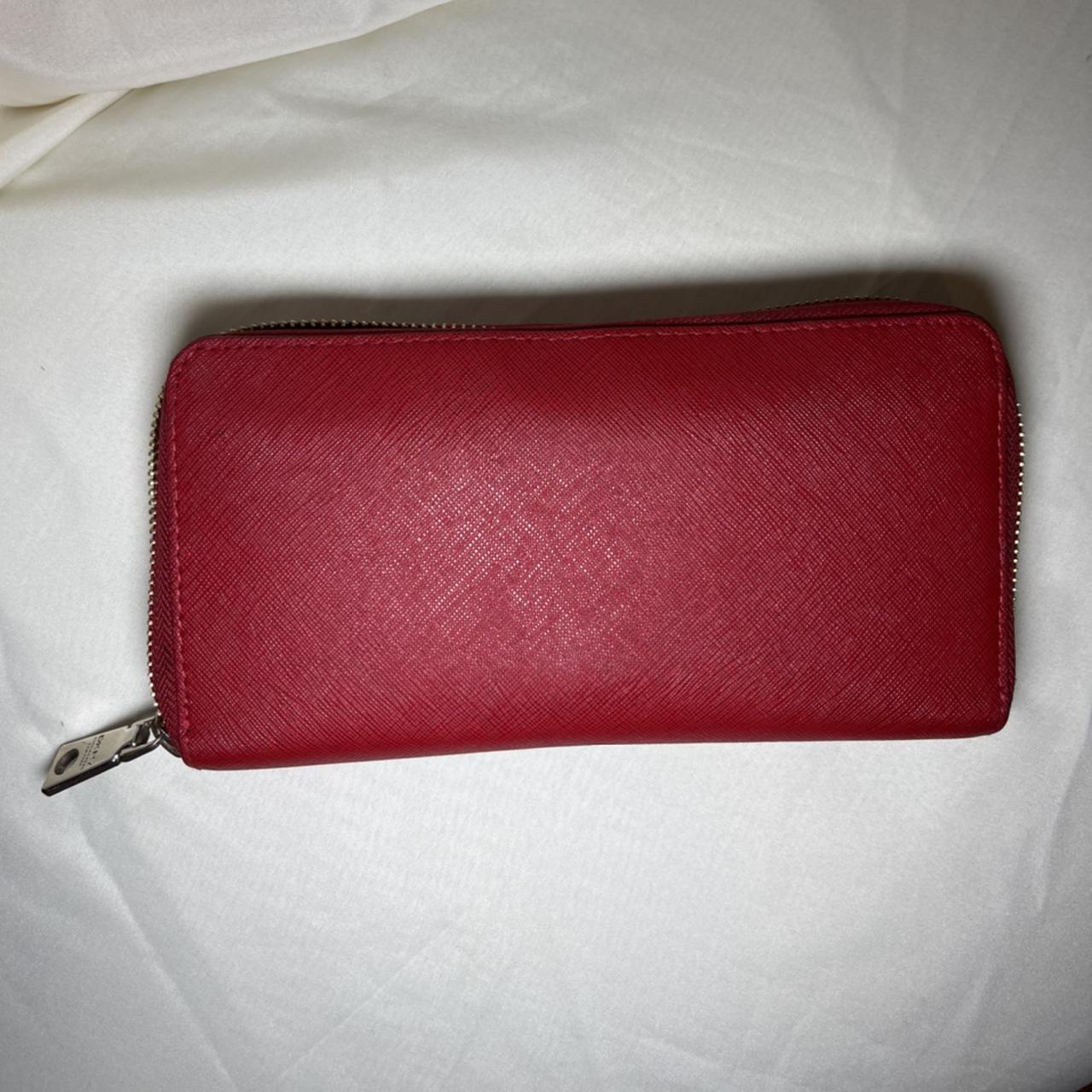 DKNY RED WALLET 8 card slots 2 bill slots 1 zipper... Depop