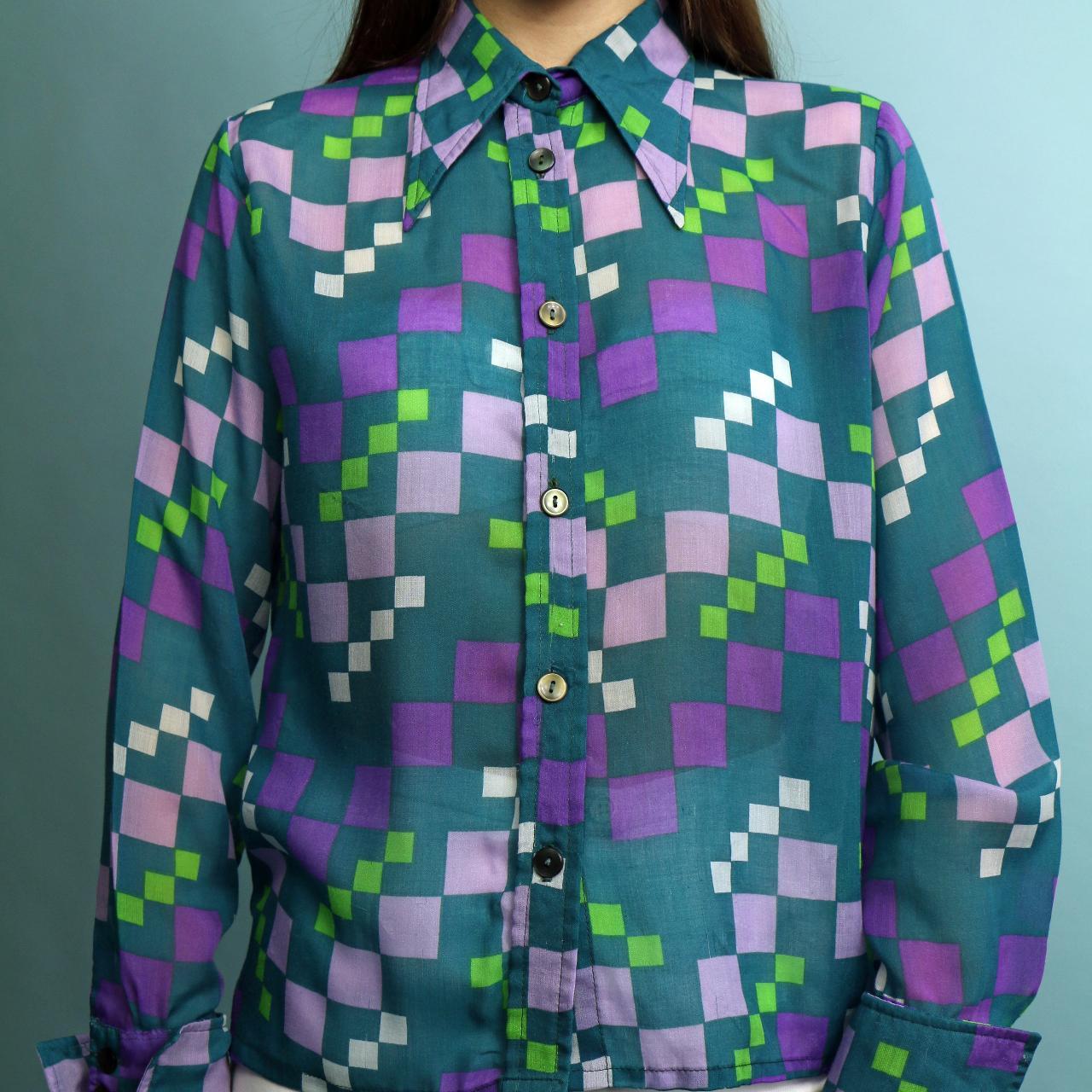 70s pattern shirt Vintage 1970's dagger collar... Depop