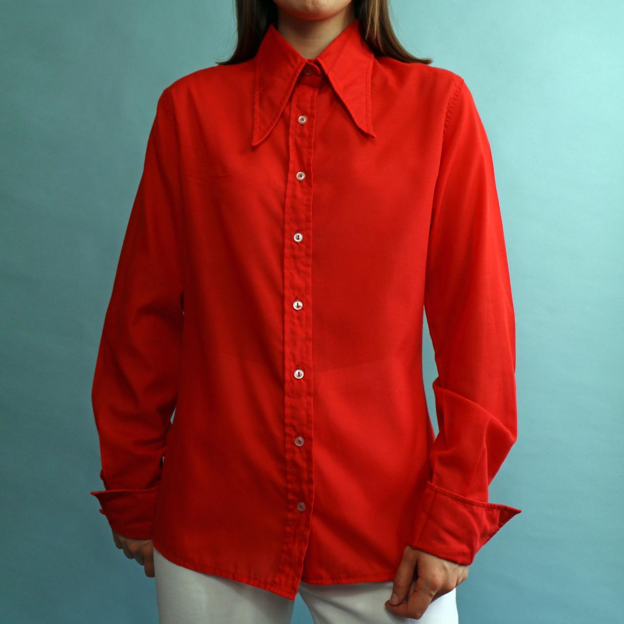 Red dagger collar shirt Vintage 1960s/70s red... Depop