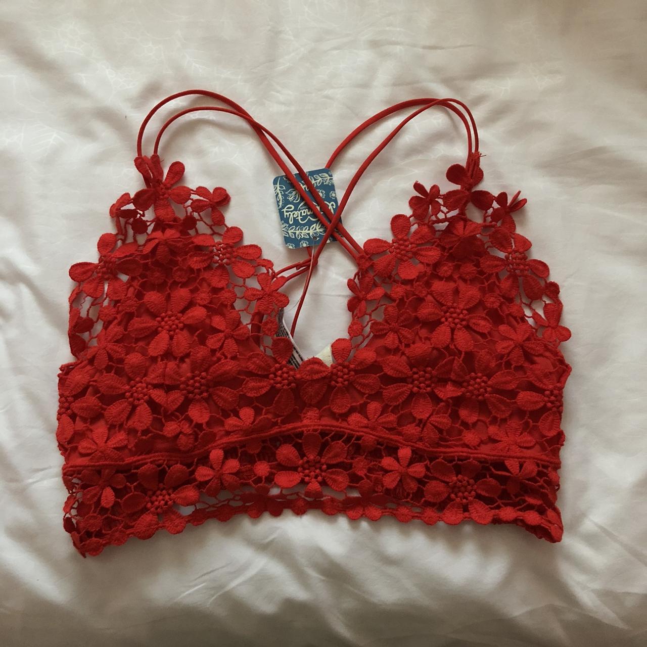 free people bralette size medium looks red in - Depop