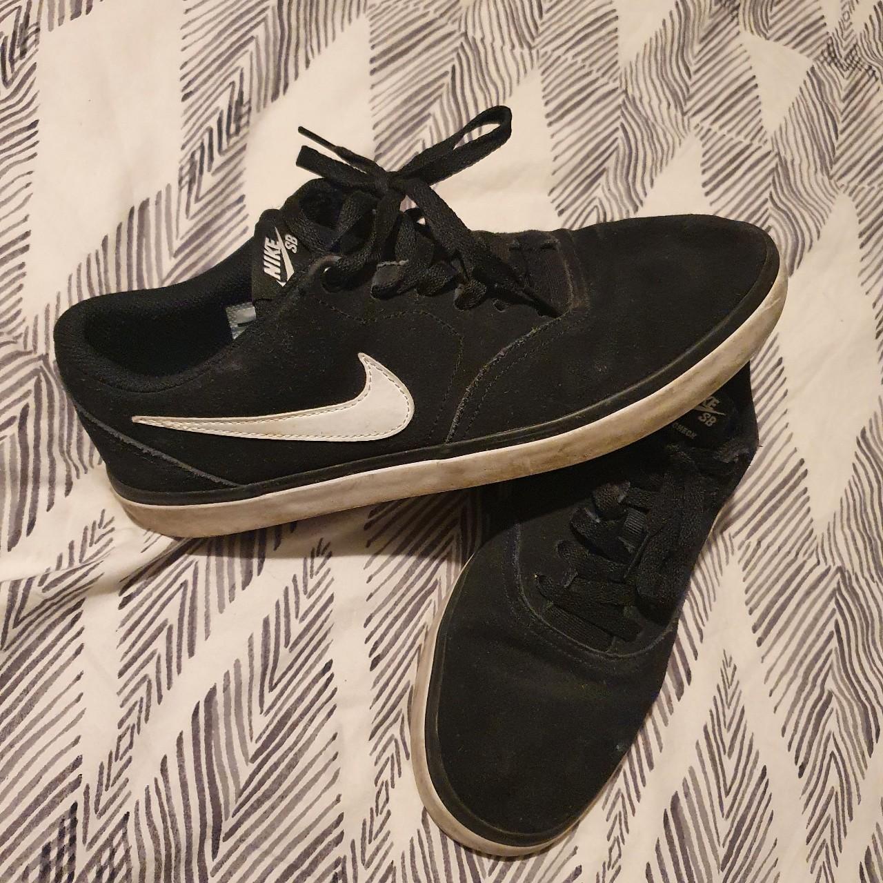 Black Nike skate shoes. Suitable for men or... - Depop