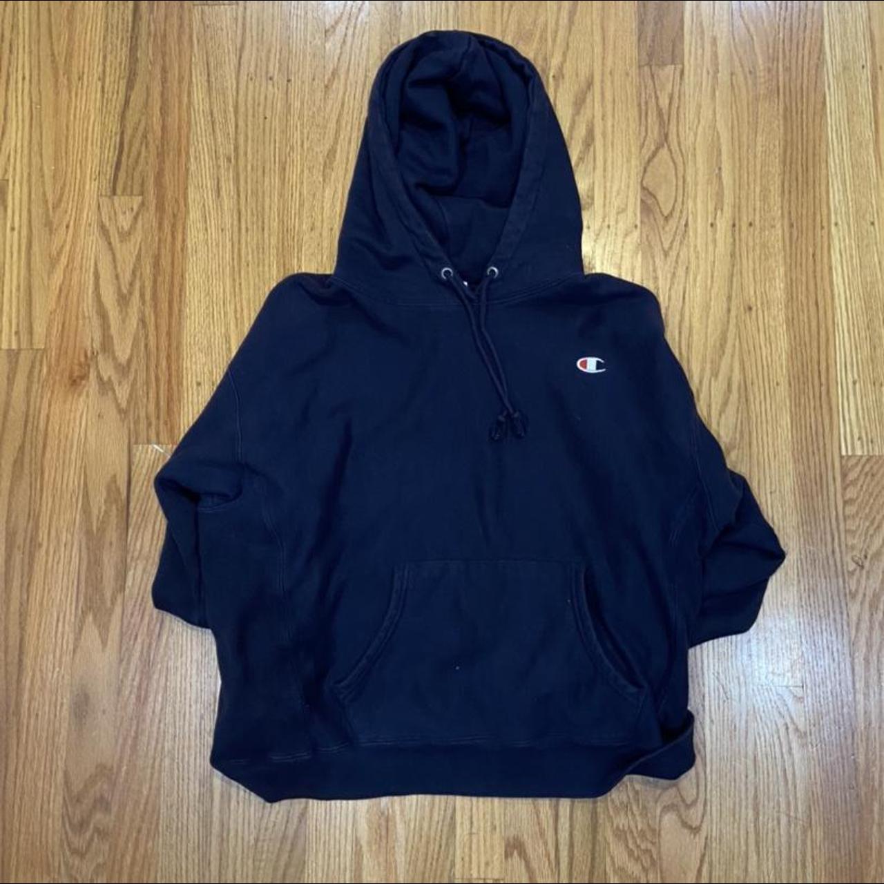 navy blue Champion hoodie super thick great... - Depop