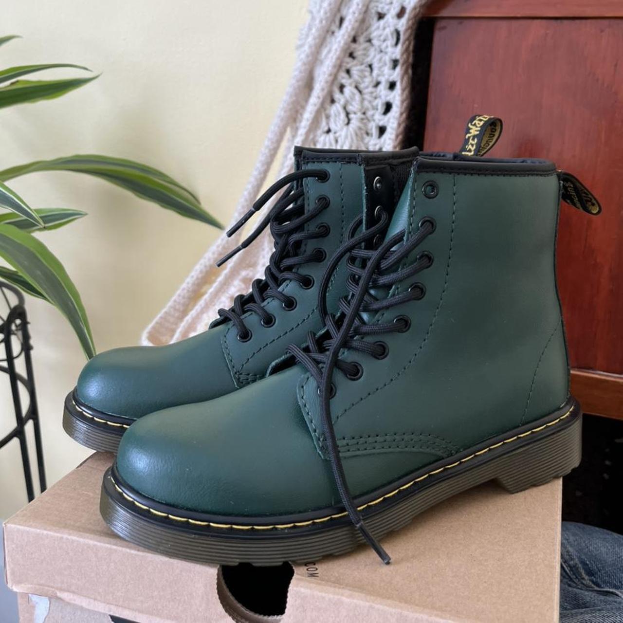 green doc martens! pretty small, size 3 feel free... - Depop