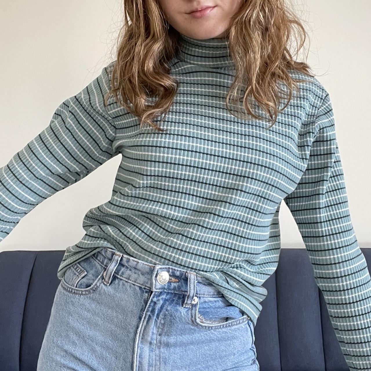blue striped turtleneck 💙 super cute & cozy, one of… - Depop