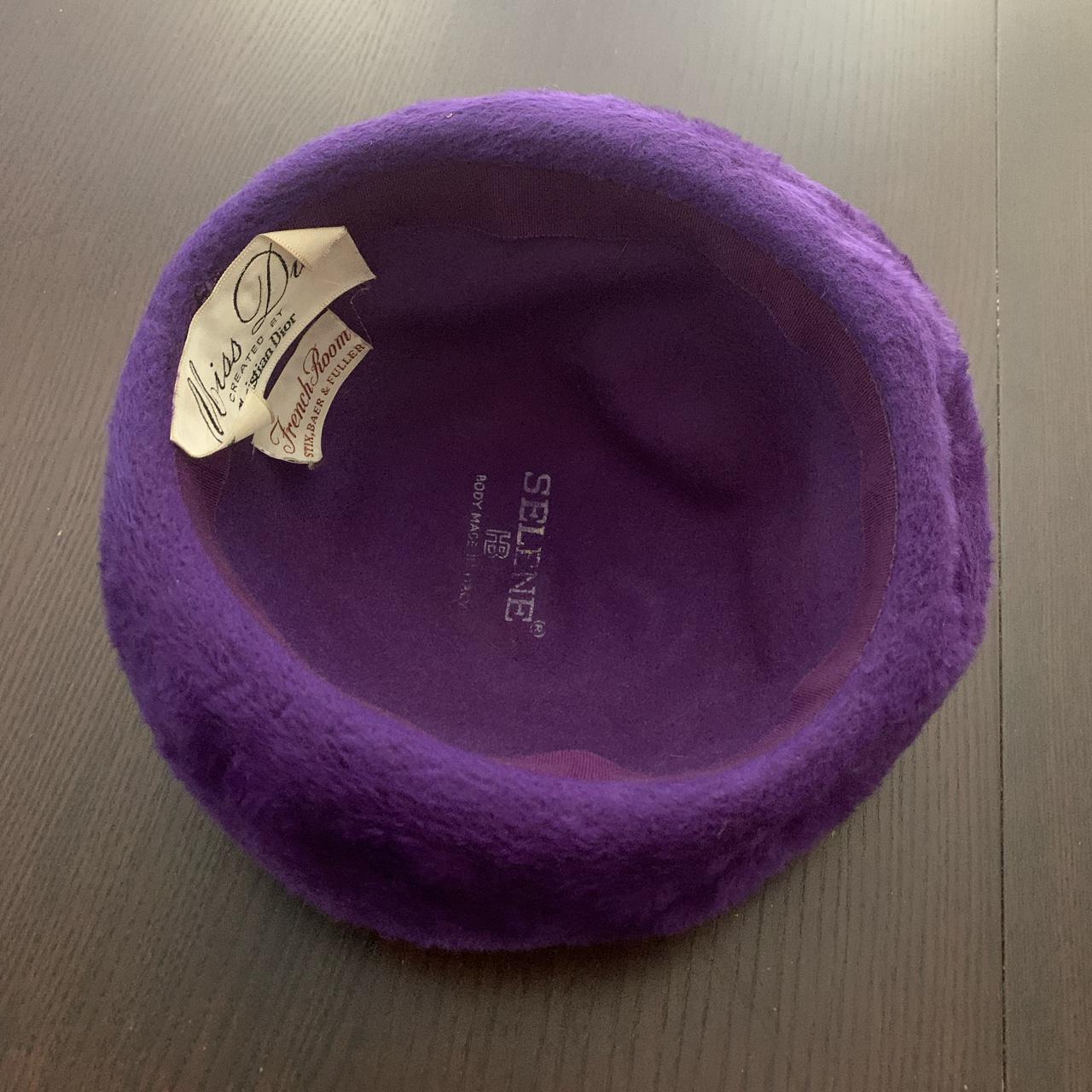 Vintage purple genuine rabbit fur Miss Dior hat - Depop