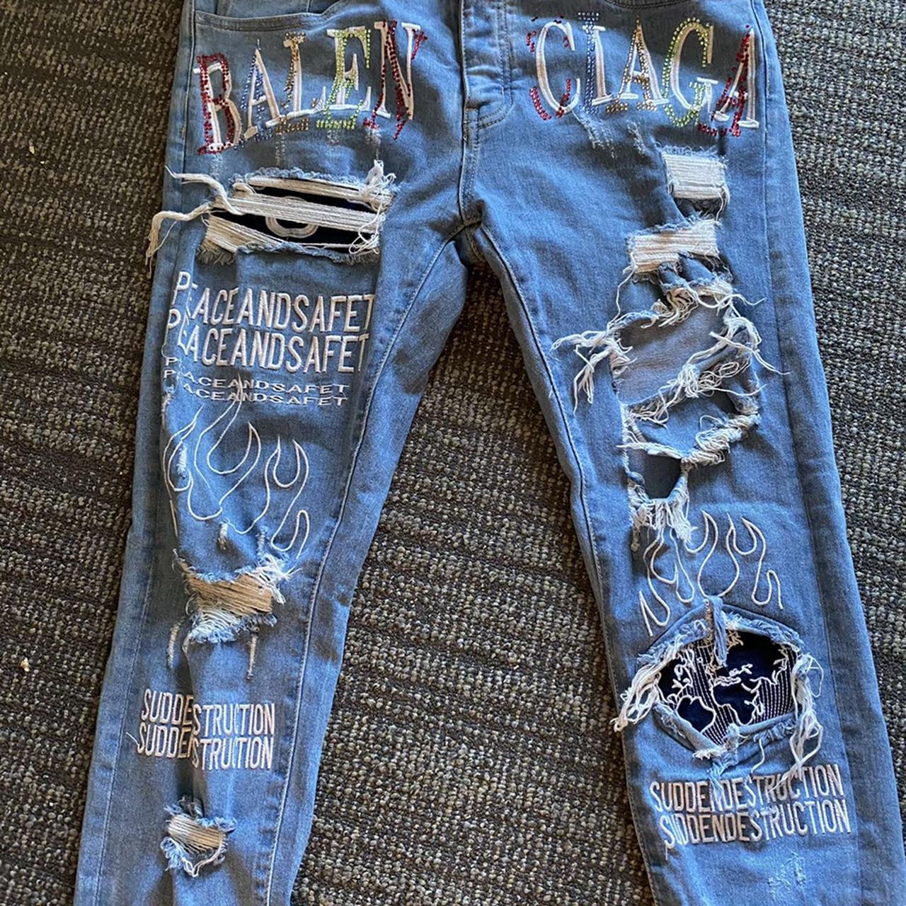 Balenciaga crazy denim pants skinny fit size 3 - Depop