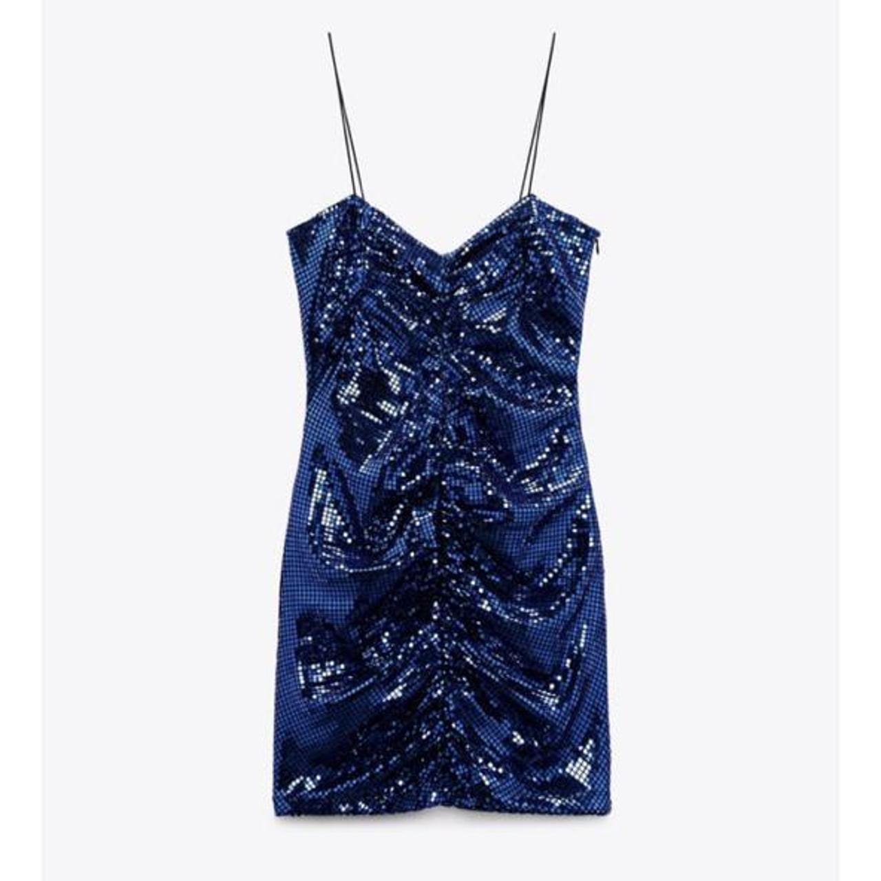 Zara blue best sale sequin dress